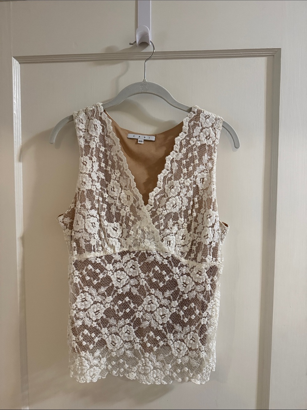 CAbi Lined Lace V-Neck Tank Top